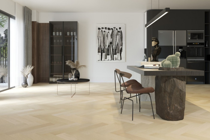 Кварцевый SPC паркет Quartz Parquet Дуб Испанский 33-404 браш Английская Ёлка