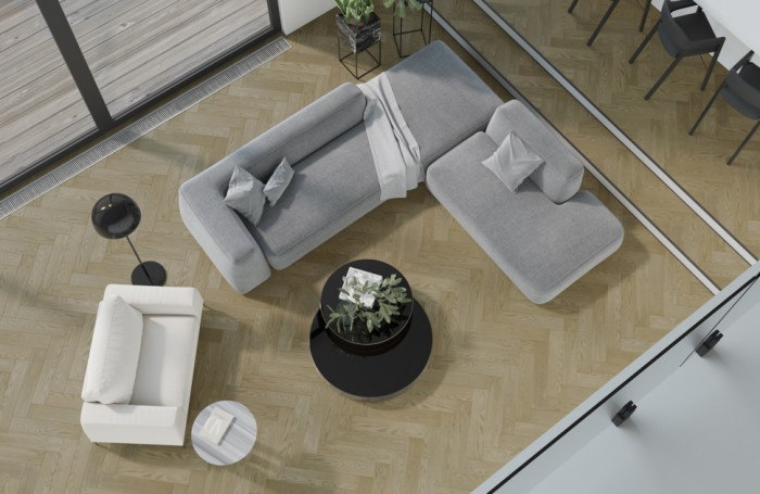 Кварцевый SPC паркет Quartz Parquet Дуб Карельский 33-419 браш Английская Ёлка