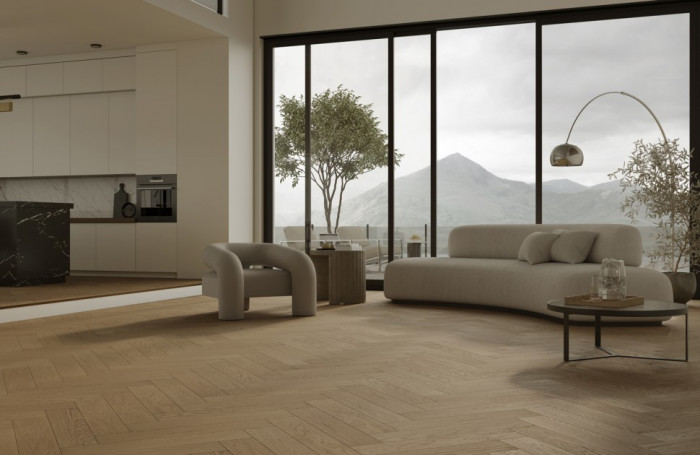 Кварцевый SPC паркет Quartz Parquet Дуб Рустикальный 33-410 браш Английская Ёлка