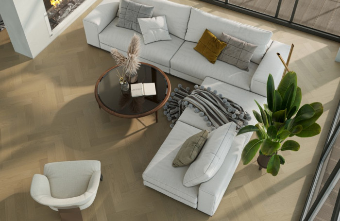 Кварцевый SPC паркет Quartz Parquet Дуб Шампань 33-414 браш Английская Ёлка