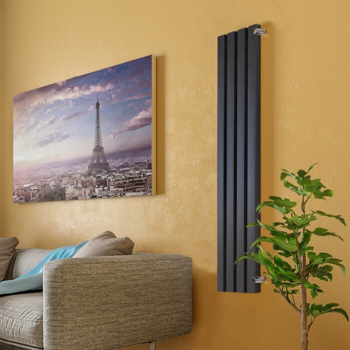 Вертикальные радиаторы 40x40 V 12 секций, Черные RAL9005