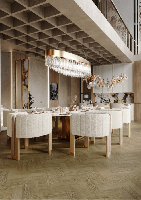 Кварцевый SPC паркет Quartz Parquet Штучный паркет 44-1258-54 Дуб Конго