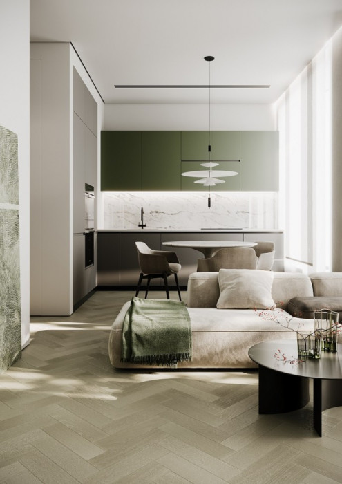 Кварцевый SPC паркет Quartz Parquet Штучный паркет Дуб Лунный 44-1258-08